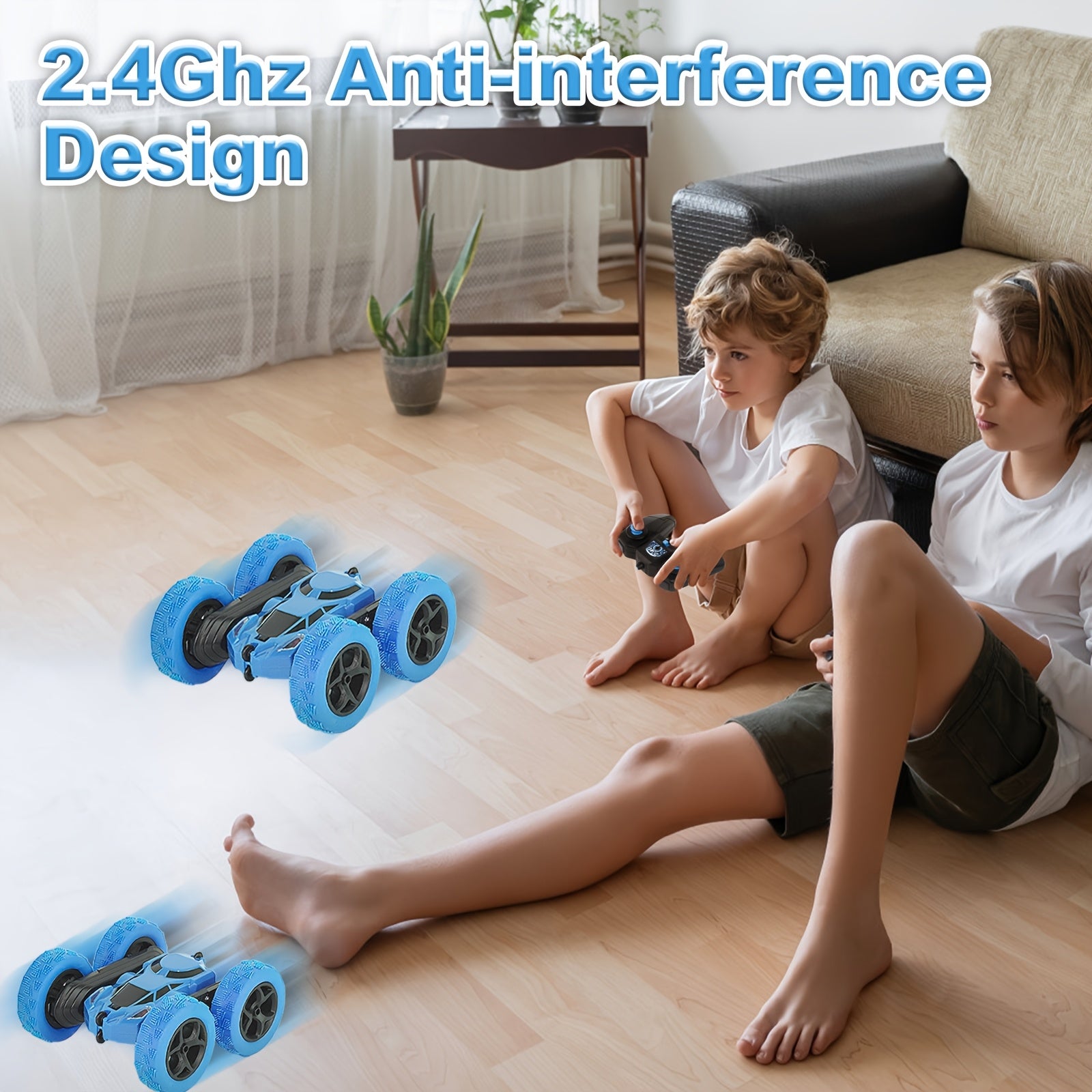 RC Stunt Car Double Sided 360 Flip 4WD Remote Control Car 2.4GHz LED Headlights 1400mAh Rechargeable Battery All Terrain Kids Boys Ages 6+ Birthday Christmas Gift