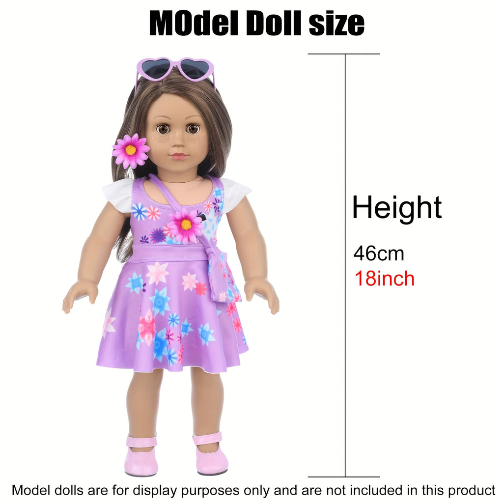 18 Inch Doll Clothes & Makeup Accessories Set – Skirt, Handbag, Hairpin, Eyeshadow, Nail Polish & Lipstick for 18 Inch Dolls Gift Ages 3+