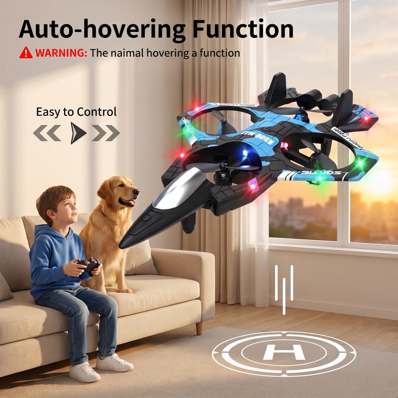RC Stunt Fighter Jet Toy for Ages 14+, Remote Control Flying Plane with LED Lights, Altitude Hold, 360-Degree Flips and One-Touch Takeoff