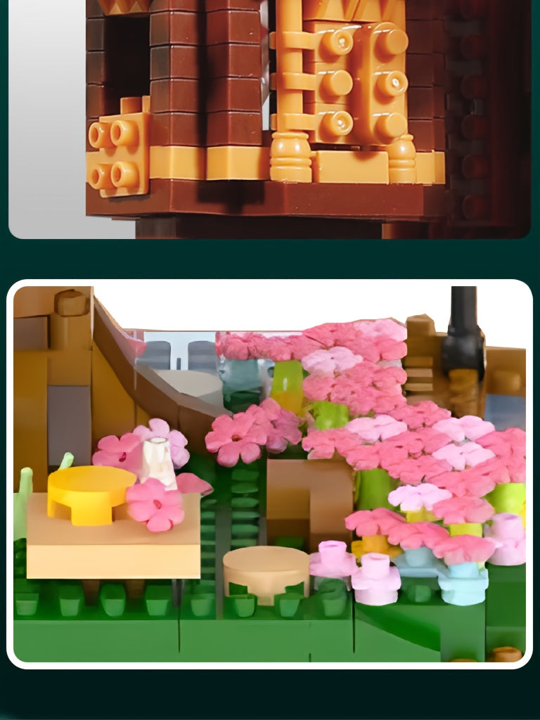 Sakura Cherry Blossom Tree House Building Blocks 2028 & 1020 Piece – DIY Mini Brick Assembly Set, Collectible Desk Decor Model for Home Display, Relaxing Gift for Teens Adults Boys Girls