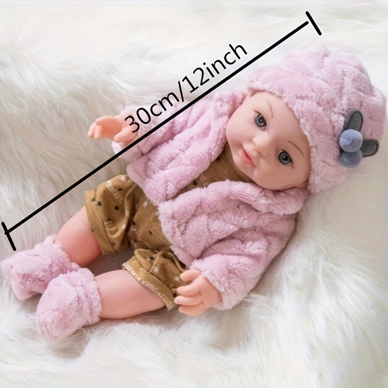 Reborn Baby Doll 12 Inch with Pink Plush Outfit Hat Socks & Pacifier – Lifelike Newborn Girl Doll for Kids Ages 3+ Birthday Christmas Holiday Gift