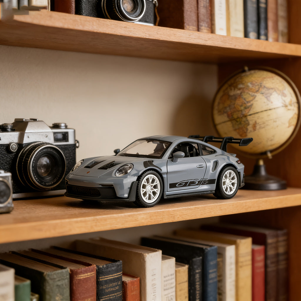 Die-Cast Porsche 911 Model Car – High-Detail Zinc Alloy Collectible Display Piece for Adults, Home & Office Decor, Car Lover Birthday Christmas Gift, Blue White Green Grey