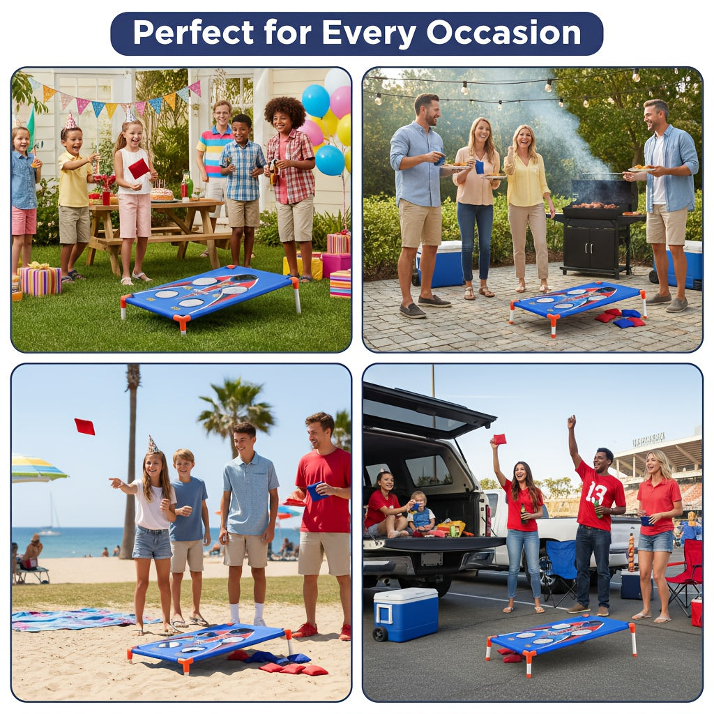 5-Hole Bean Bag Toss Board Game Set with 8 Bean Bags & Carry Bag – Outdoor Indoor Party Game for Kids Adults Backyard Camping Beach Tailgate
