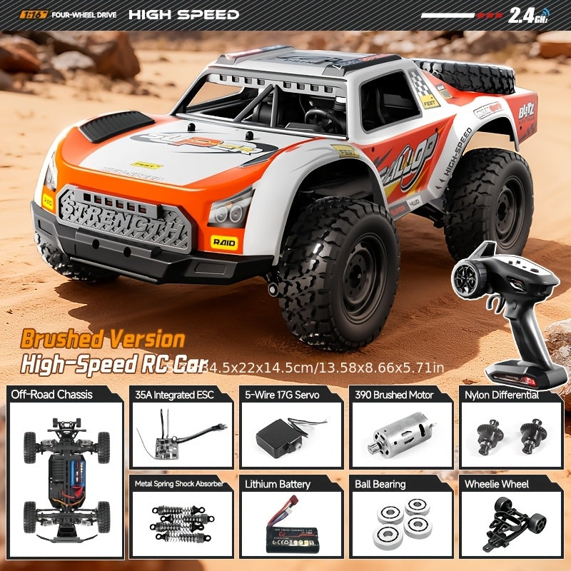 High-Speed RC Off-Road Car 1:14 Scale 4WD, Brushless Motor PRO 50-70Km/h or Carbon Brush 38Km/h, Remote Control Truck for Kids Adults RC Enthusiasts