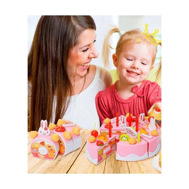 Birthday Cake Tea Party Play Food Toy Set Kids Pretend Play Cake Decorating Dessert Accessories 75-85pcs Girls Ages 3+