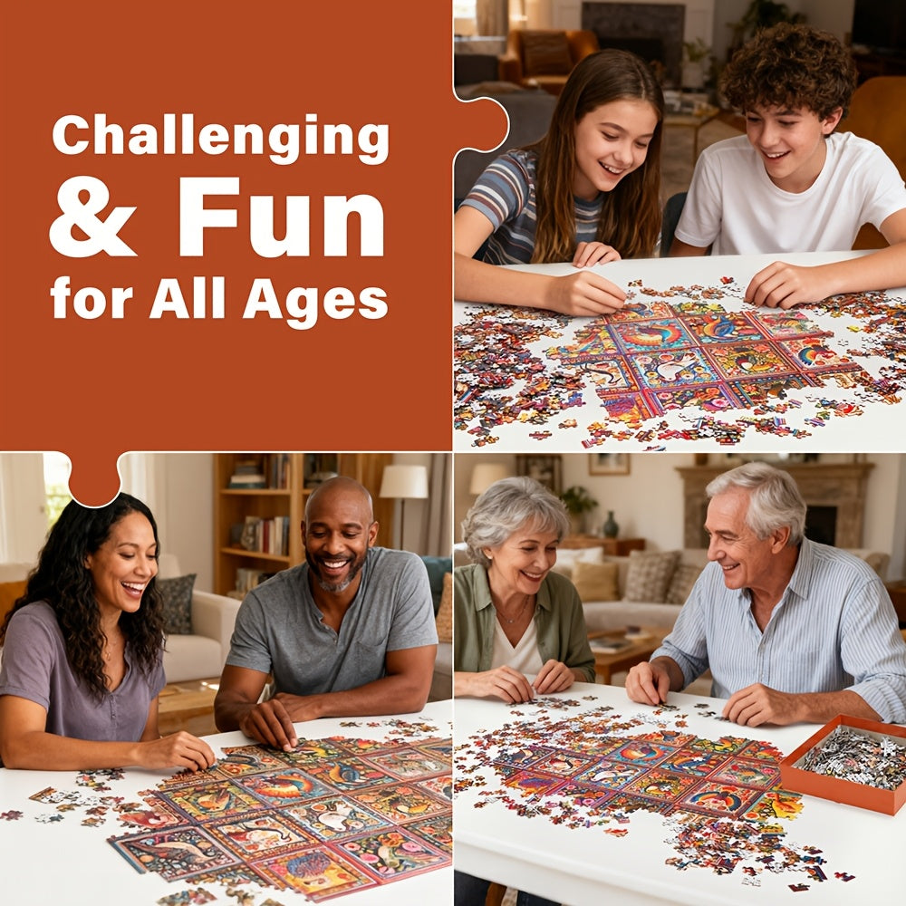 1000-Piece Bird Crochet Jigsaw Puzzle for Adults Difficult Animal Puzzle with Letters on Back Family Game Night Home Decor Gift for Men Women Birthday Christmas