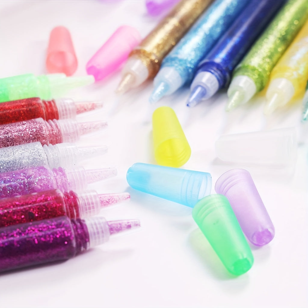 30-Piece Washable Glitter Glue Pen Set 15 Colors Non-Toxic Extra Fine Glitter Gel Pens for Arts Crafts Scrapbooking Slime DIY Holiday Cards Classroom