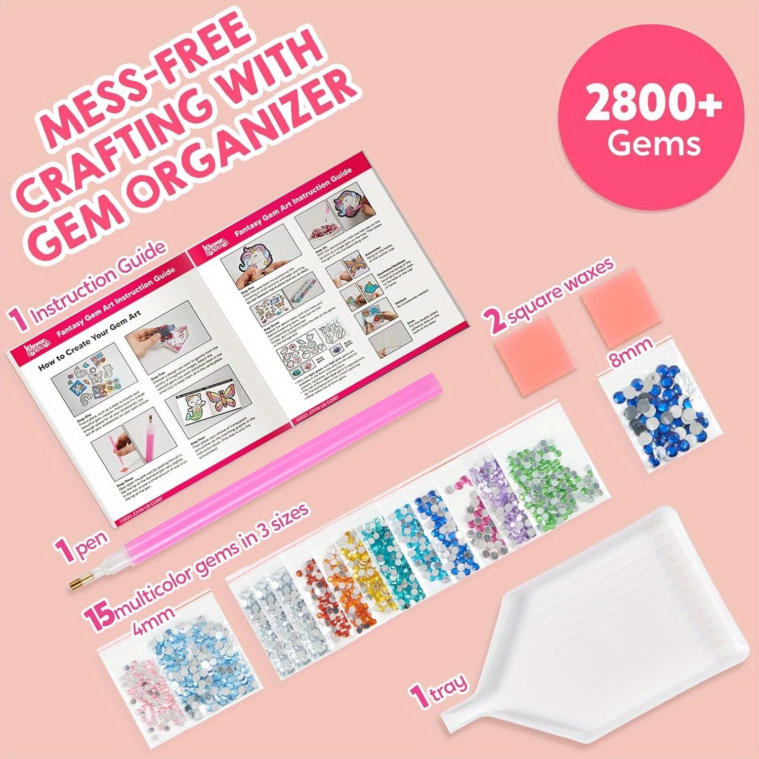 Gem Painting Kit for Kids 16 Projects 5D Diamond Art Craft Set with 2800+ Gems Suncatchers Keychains Necklaces Stickers Gift for Girls Ages 6+ Birthday Christmas Easter
