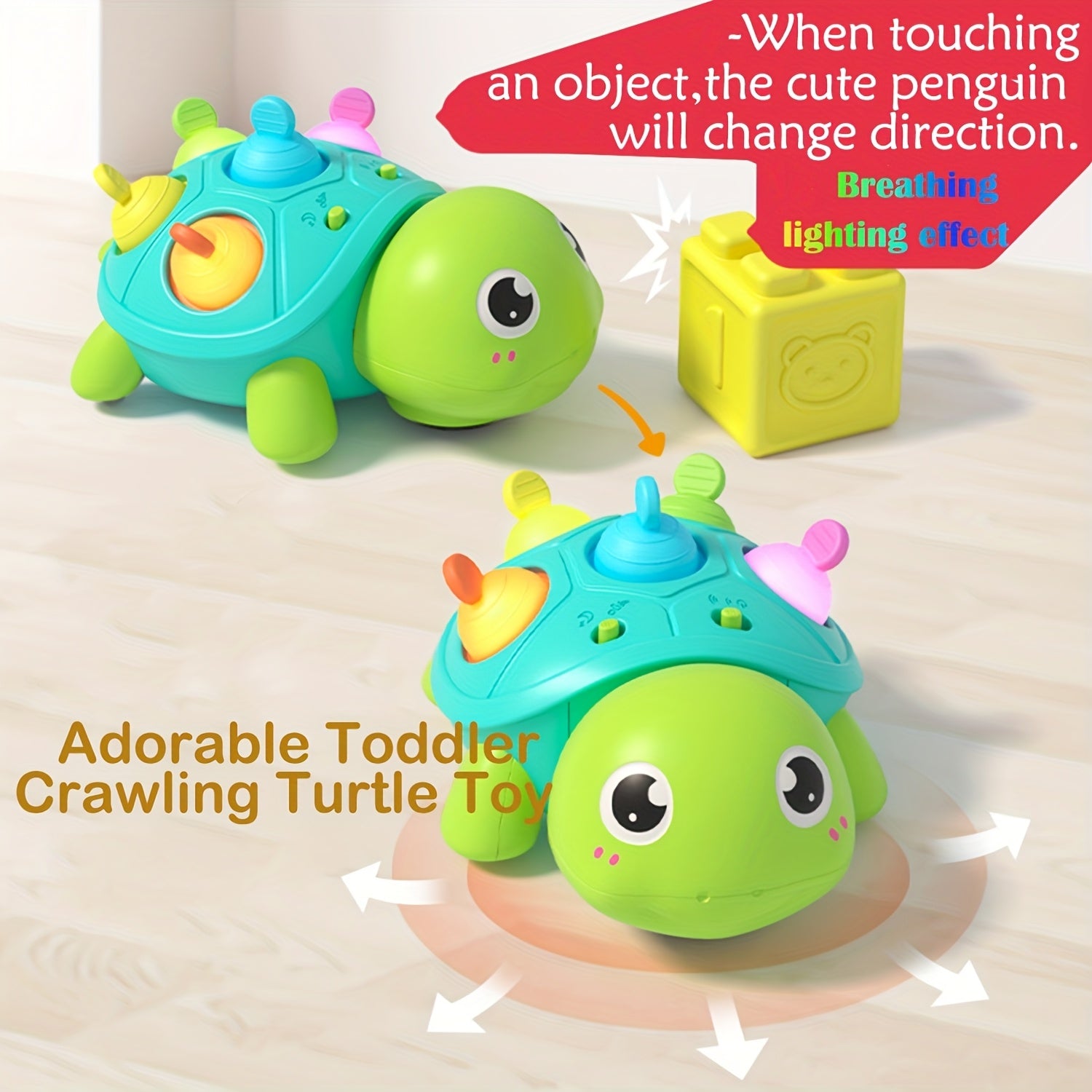 Musical Crawling Turtle Baby Toy – Dancing Crawling Toy with Music & Lights, Tummy Time Sensory Toy for Infant Boys Girls, Christmas Thanksgiving Halloween Birthday Gift