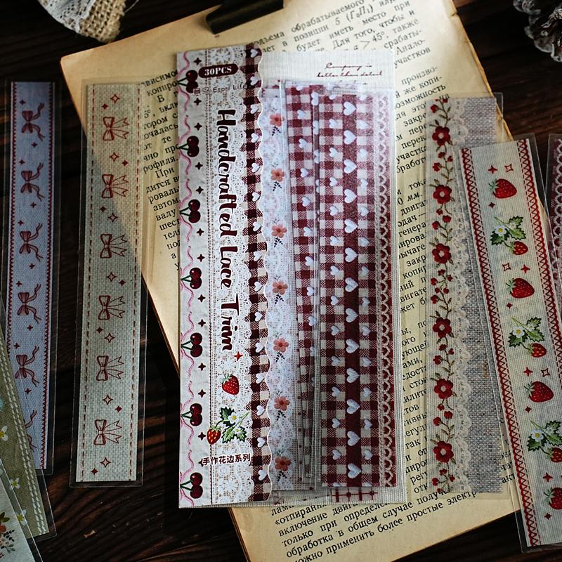 Lace Scrapbook Stickers with Vintage PET Designs, Self-Adhesive Decorative Options for Junk Journals, Planners, Card Making and Collage Art