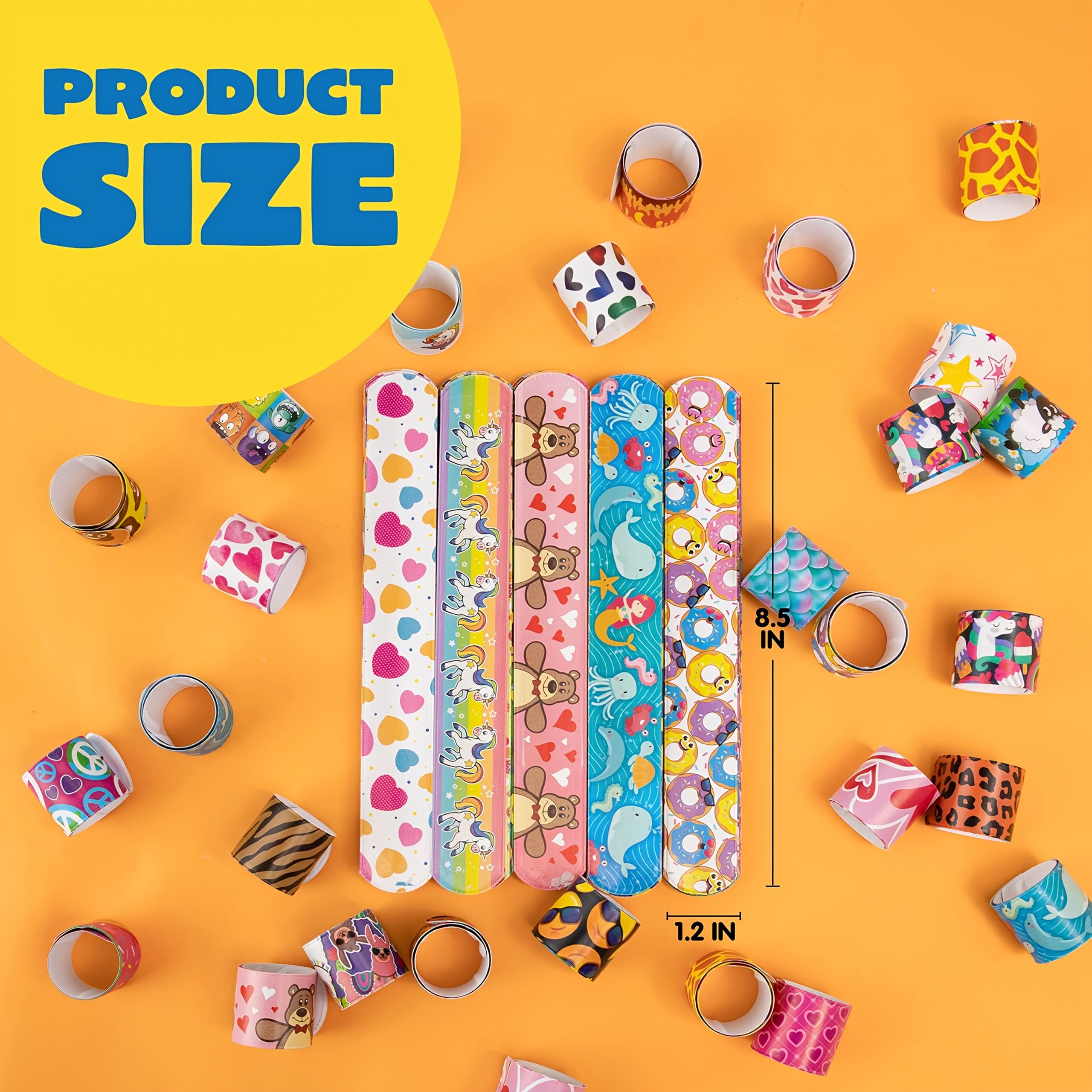144-Piece Slap Bracelets for Kids Bulk – Unicorn, Heart & Animal Wristbands for Party Favors, Classroom Prizes & Goodie Bag Stuffers