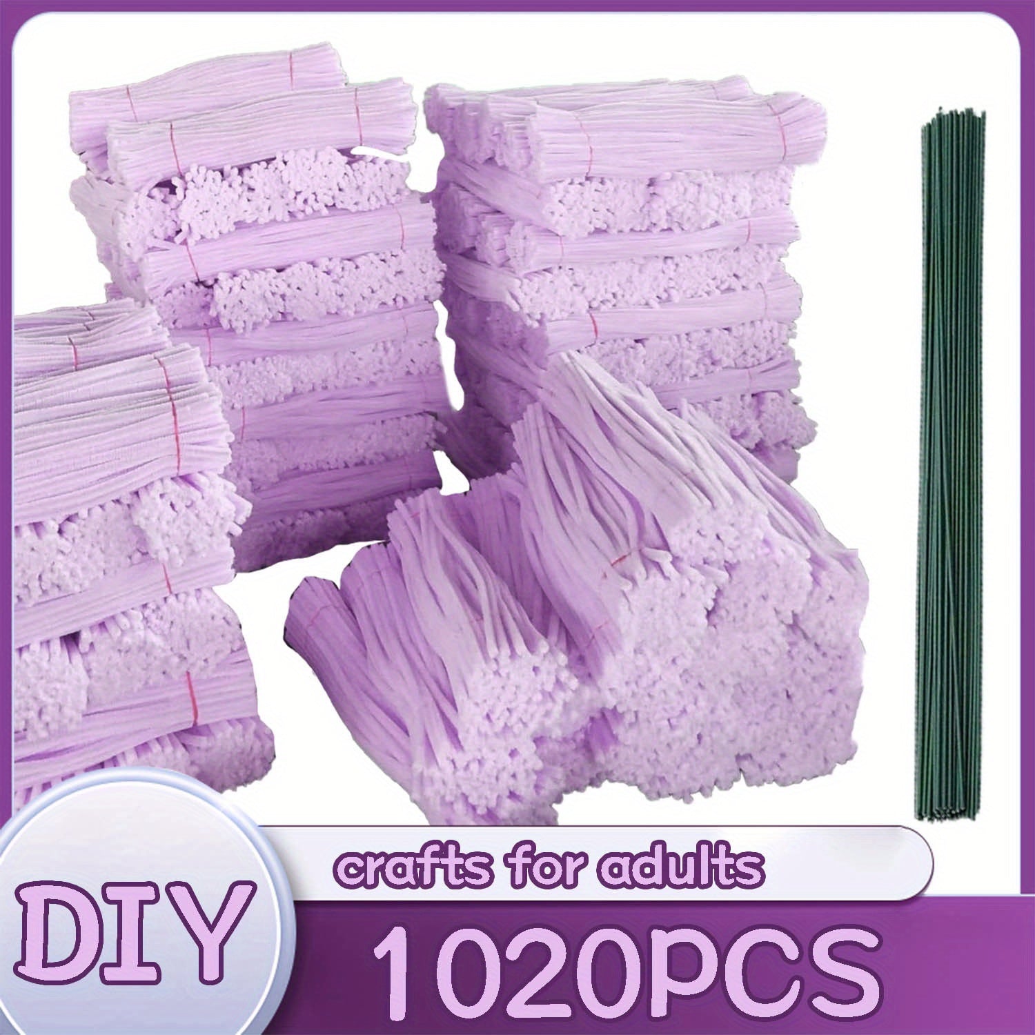 1020pcs Pipe Cleaners Craft Kit in 20 Colors – Upgraded Thick Fuzzy Chenille Stems with Flower Rods for DIY Arts & Crafts, Kids Projects, School Supplies & Creative Activities