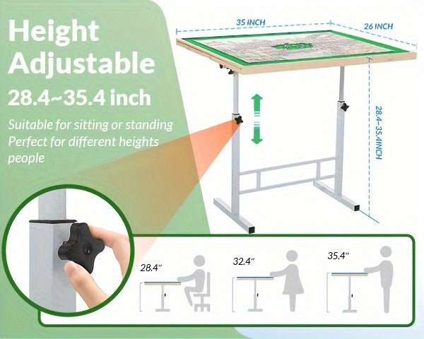 Jigsaw Puzzle Table with 4 Drawers for 1500 Pieces Adjustable Angle & Height 35x26 Inch Tilting Puzzle Board Metal Legs Ergonomic Gift for Adults Neck Back Pain Relief