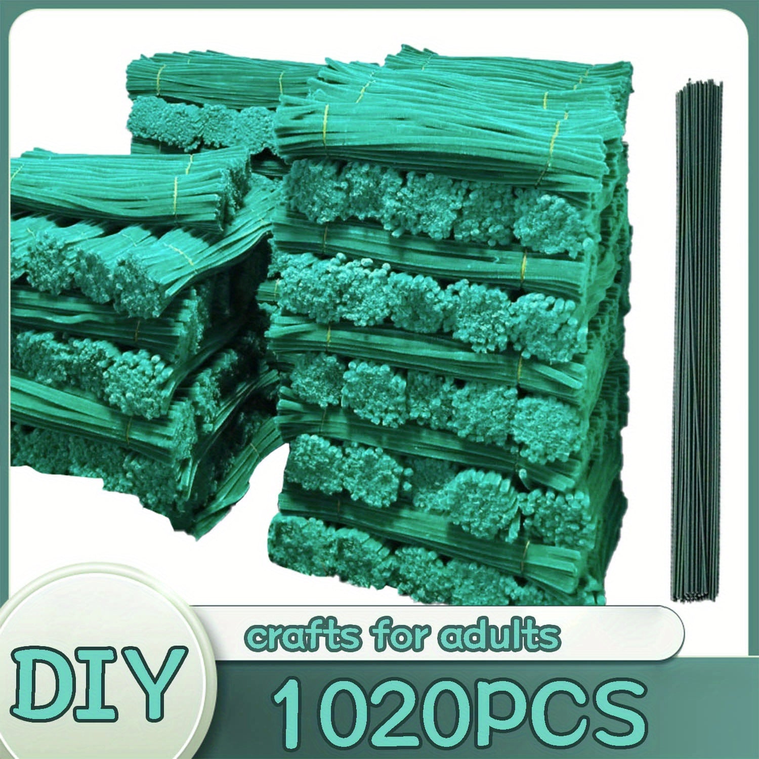 1020pcs Pipe Cleaners Craft Kit in 20 Colors – Upgraded Thick Fuzzy Chenille Stems with Flower Rods for DIY Arts & Crafts, Kids Projects, School Supplies & Creative Activities