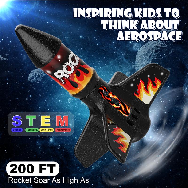 Motorized Rocket Toy with Parachute for Kids Ages 8–12, Aiencsai 2231A Self-Launching Flying Toy for Outdoor Adventures and Birthday Gifts