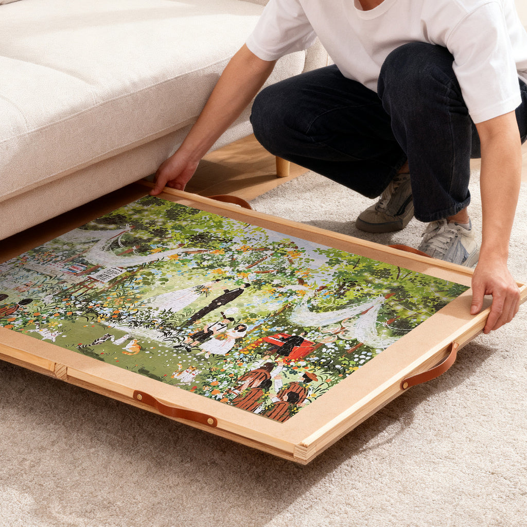 Rotating Puzzle Board with Drawers 35x27 Inch – 360° Turntable Puzzle Table Organizer for Adults Seniors 1500 Pieces