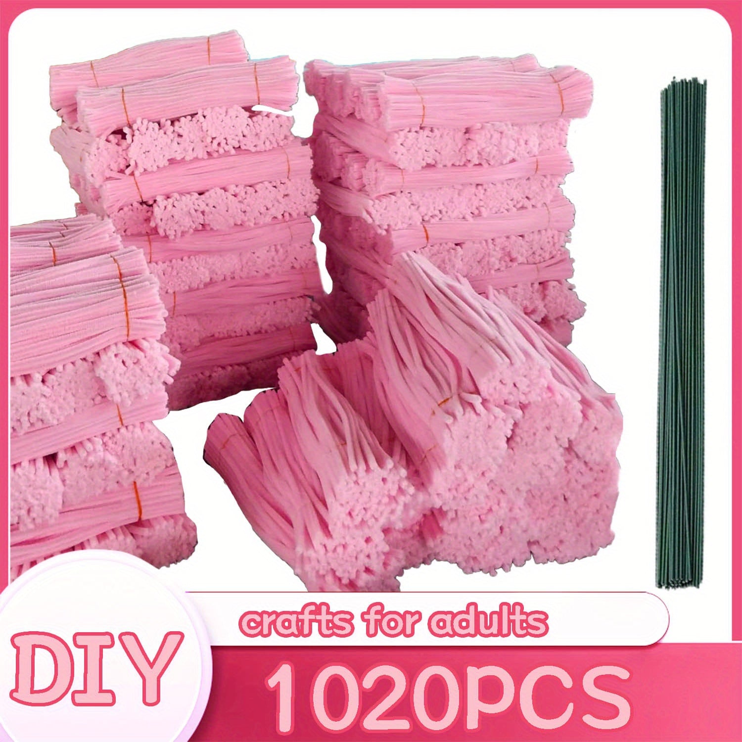 1020pcs Pipe Cleaners Craft Kit in 20 Colors – Upgraded Thick Fuzzy Chenille Stems with Flower Rods for DIY Arts & Crafts, Kids Projects, School Supplies & Creative Activities