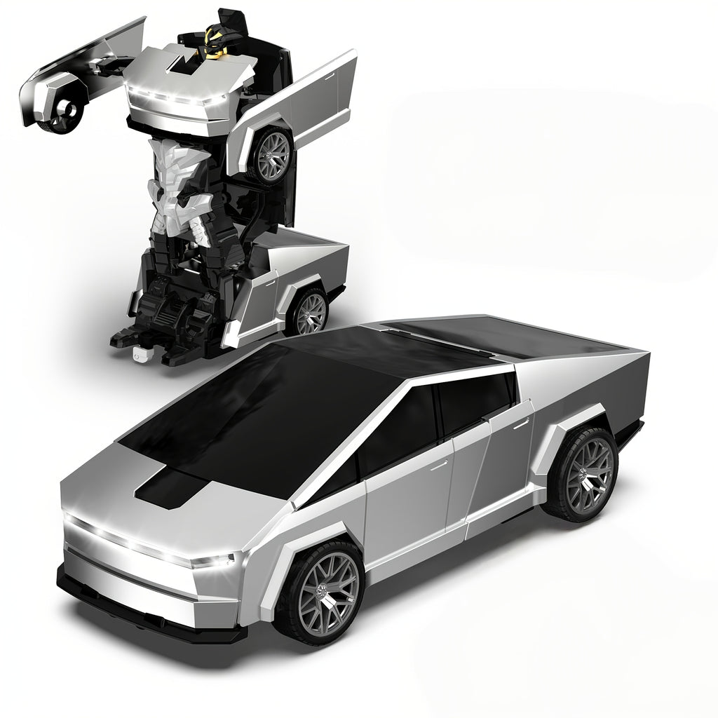 1:18 Scale One-Button Transforming Robot RC Car with LED Headlights - 360° Spinning & Drifting Remote Control Toy Car Birthday Christmas Easter Gift for Boys Girls