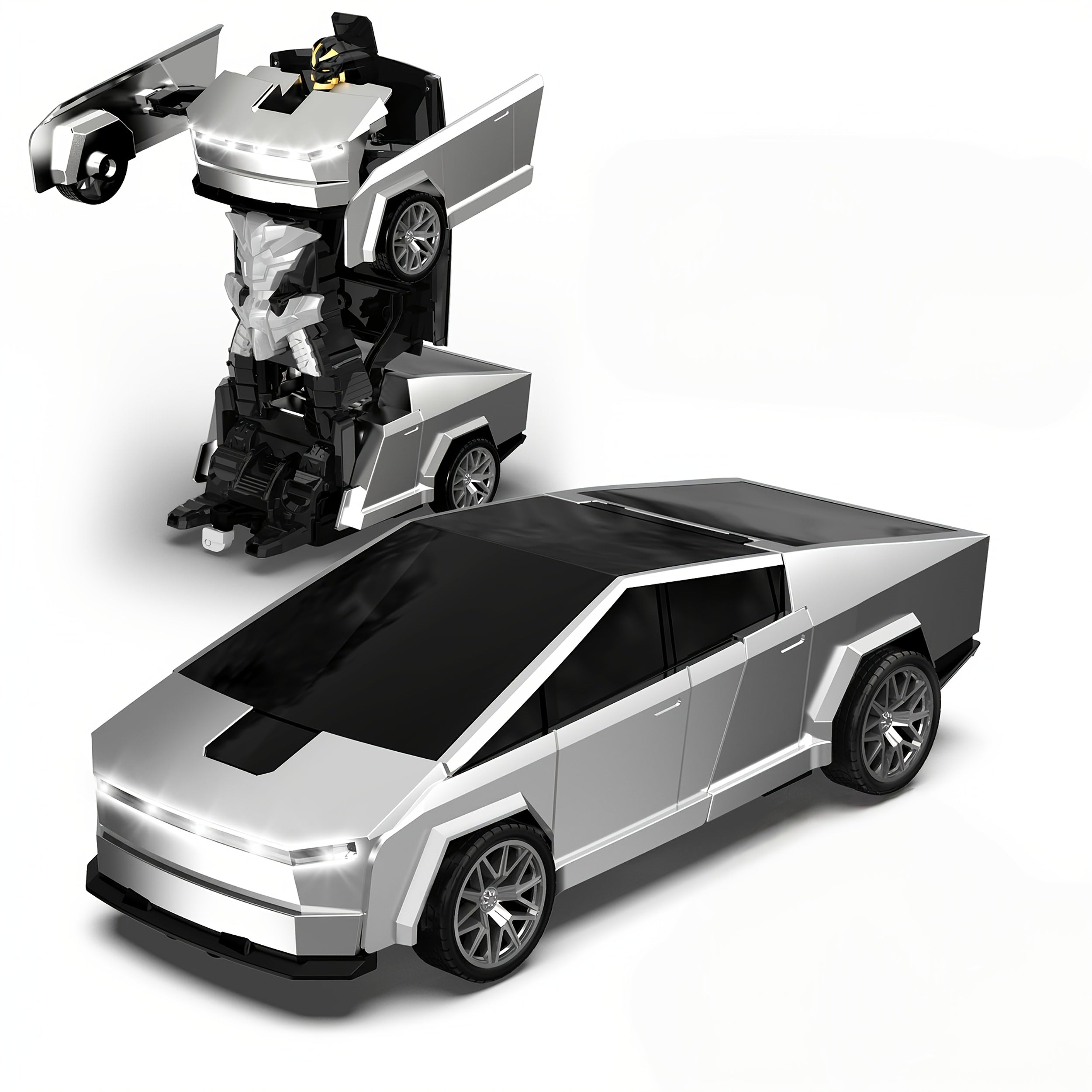 1:18 Scale One-Button Transforming Robot RC Car with LED Headlights - 360° Spinning & Drifting Remote Control Toy Car Birthday Christmas Easter Gift for Boys Girls