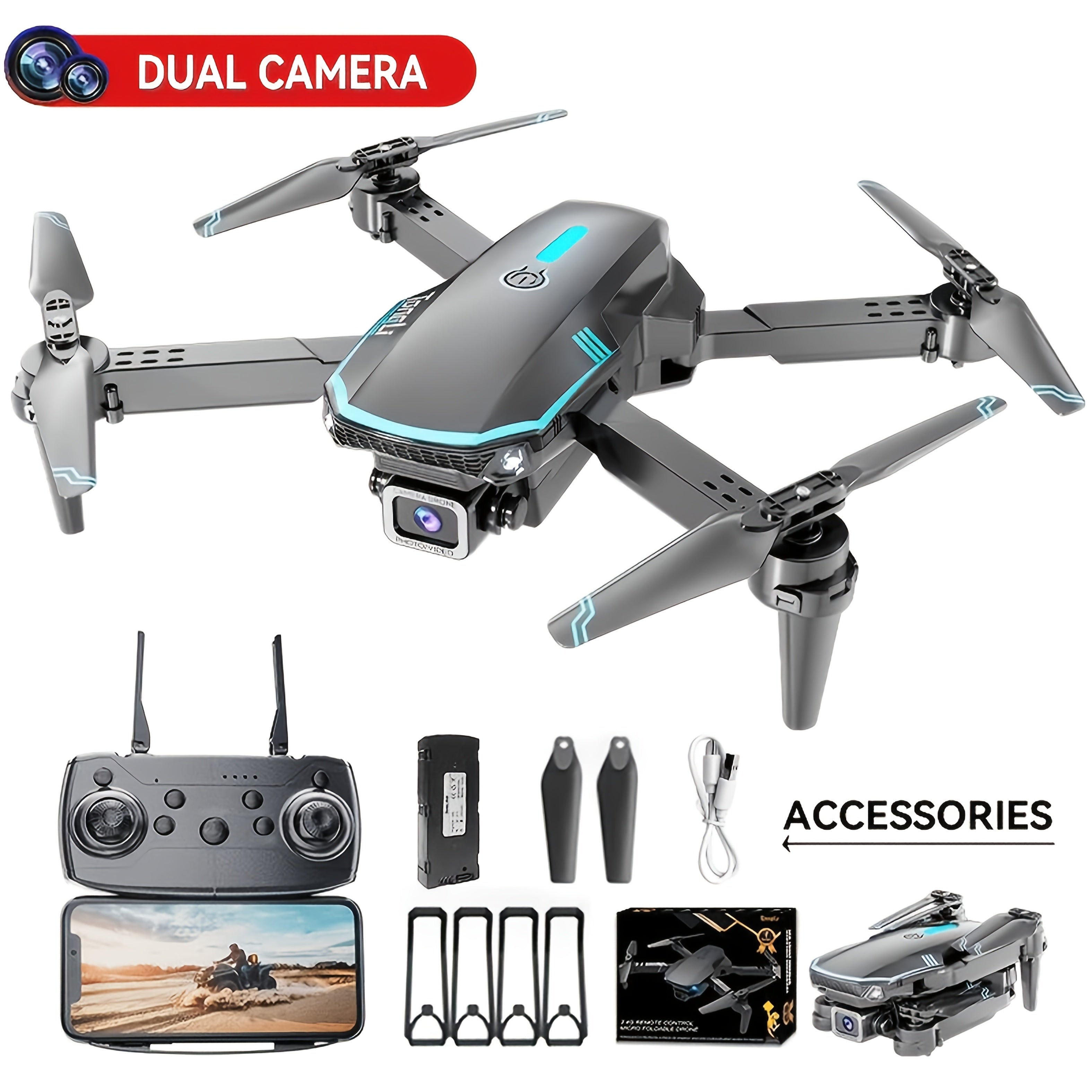 Foldable Beginner Drone with Optical Flow Hover & 360° Stunts – RC Quadcopter, Headless Mode, One-Key Takeoff/Landing, Crash-Resistant, Aerial Photography, Easy to Fly Gift