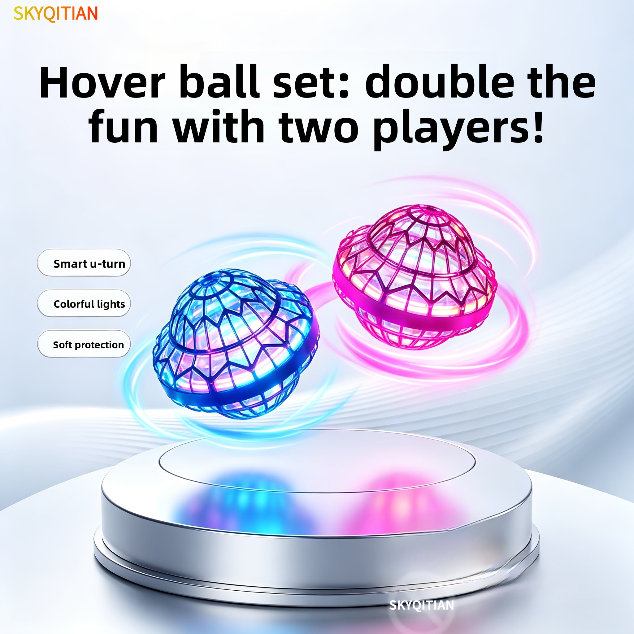 Flying Ball Toy UFO Drone 2 Pack Red & Purple – Remote & Hand Controlled Hover Ball with LED Lights STEM Gift for Kids Outdoor Party Birthday Christmas