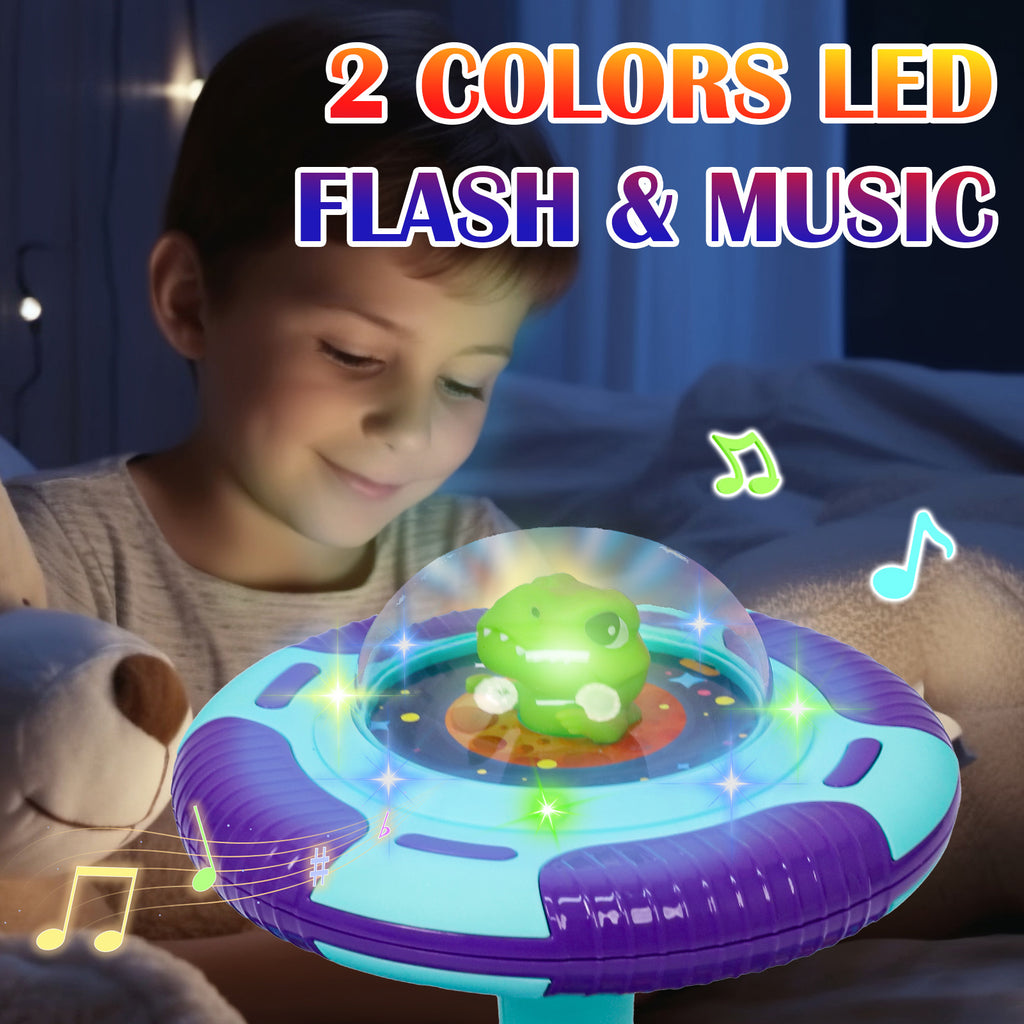 Dinosaur Sit and Spin Toy for Toddlers 18M+ – 360° Spin Seat with Music, Indoor Interactive Sensory Toy, Supports Balance & Motor Skills, Birthday Gift for Boys Girls, Planet & Pink