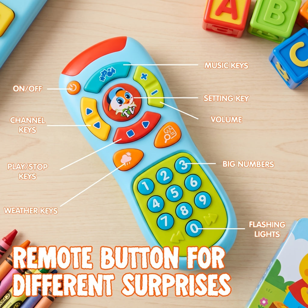 Baby Learning Phone and Remote Toy Set – Pretend Play Smartphone with Music & Sounds for Toddlers Infants, Educational Baby Toy Gift Boys Girls 6-18 Months