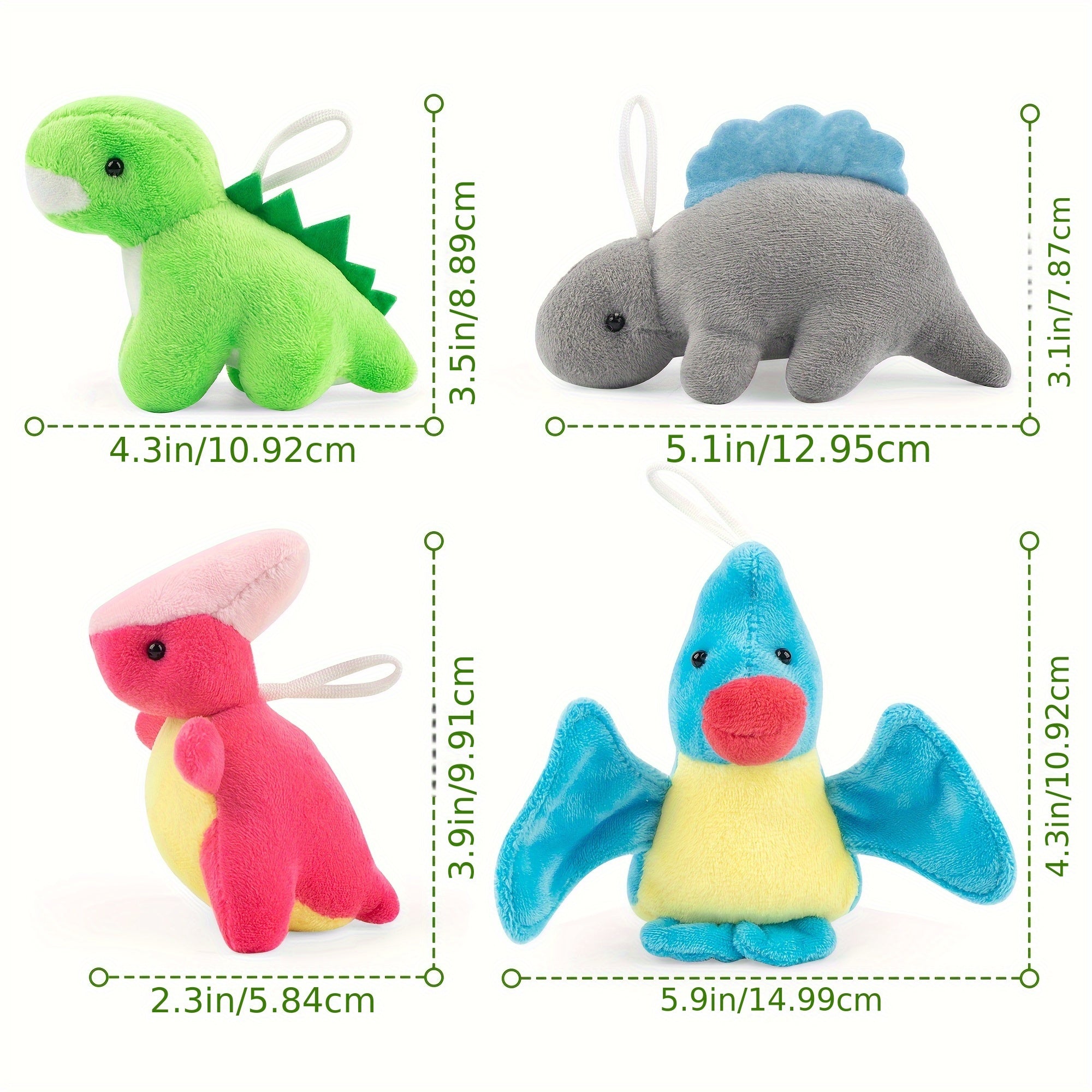 Mini Dinosaur Plush Toys 12 Pack – Soft Stuffed Dino Figures Bulk Party Favors for Kids, Goodie Bag Stuffers, Keychains, Carnival Prizes Boys Girls