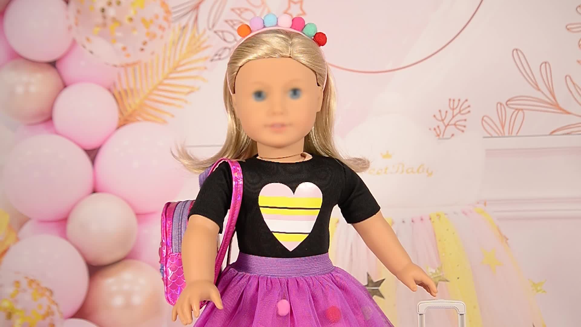 18 Inch Doll Travel Set 25 Piece Unicorn Accessories – Suitcase Roller Skates Outfit Backpack Passport for 18 Inch Dolls No Doll Girls Ages 3+ Birthday Christmas Gift