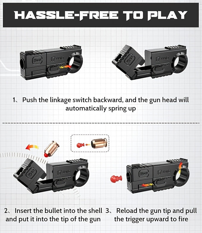 Alloy Finger Pistol Fidget Stress Relief Toy – One-Touch Cartridge Metal Fingertip Gun Novelty Mischievous Toy Perfect Gift for Adults Teens