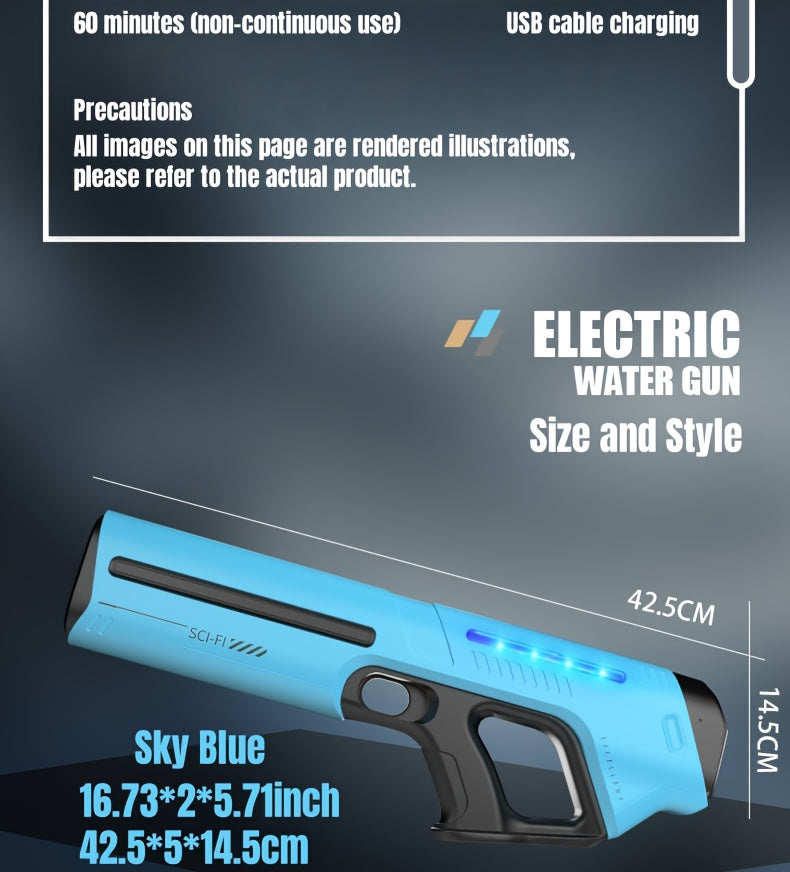 2-Pack Electric Water Gun with LED Light & 40ft Range – USB Rechargeable Auto-Fill Pulse Jet Squirt Gun for Pool Beach Backyard Kids Adults