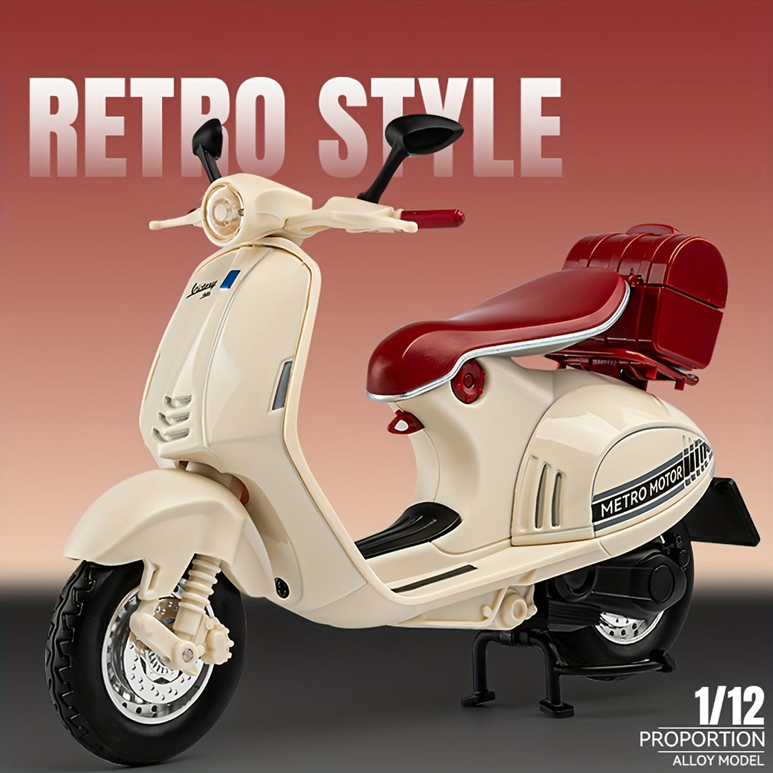 1:12 Scale Ladies Scooter Motorcycle Die-Cast Model – Exhibition-Grade Zinc Alloy Static Display with Highly Detailed Finish, Desktop Decoration, Birthday New Year Gift for Model Enthusiasts