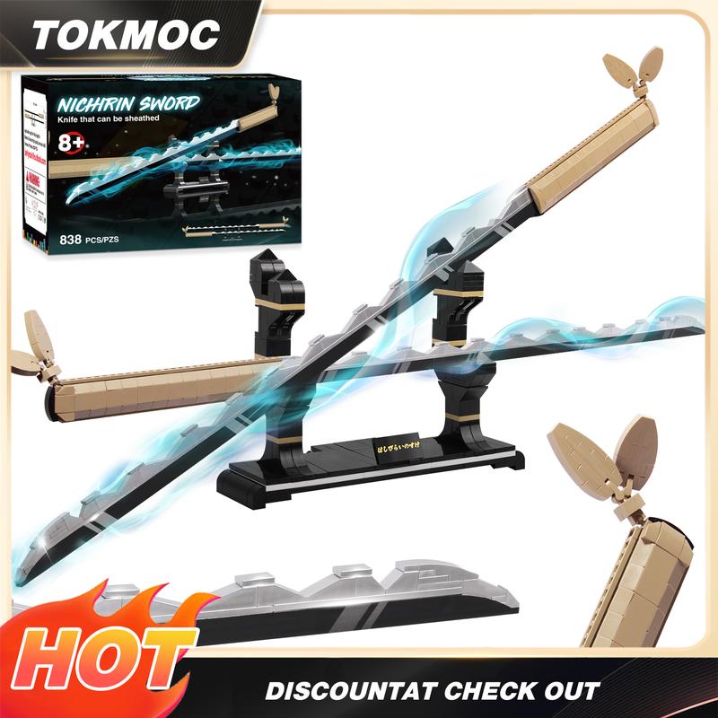 Anime Sword Building Block Set by TOKMOC with Display Stand and Scabbard, ABS Construction Model Kit for Ages 12+, Cosplay Display and Collector Gifts