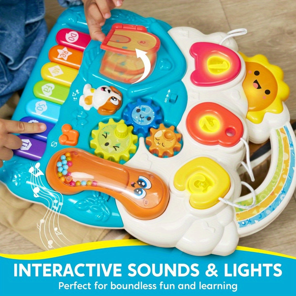 Baby Push Walker 2-in-1 Sit to Stand Learning Toy – Piano, ABC Buttons, Light-Up Sound Effects & Adjustable Speed Walker for Infant Boys & Girls