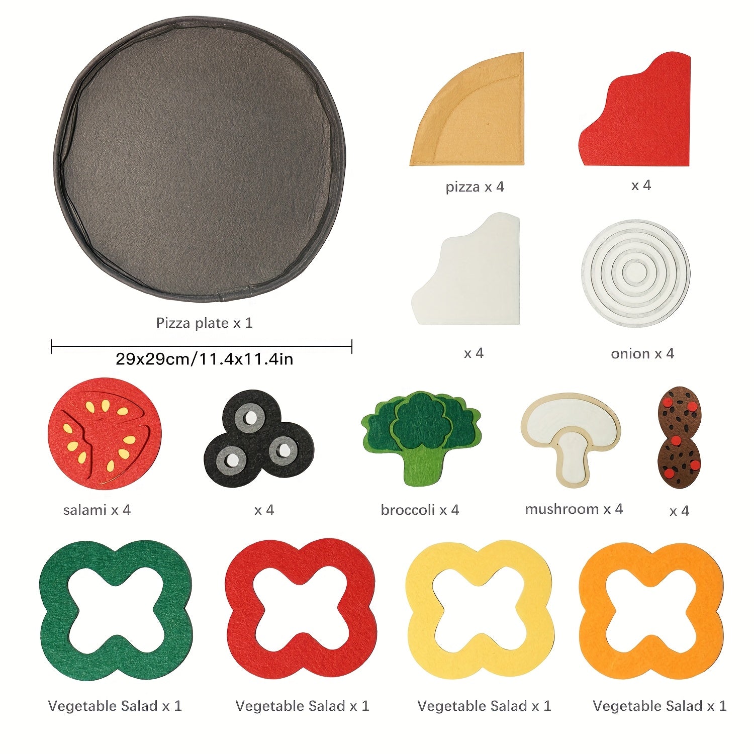 Kids Pizza Toy Set 41-Piece, Felt Kitchen Pretend Play Food Toy for Toddlers, Parent-Child Interaction Game, Birthday Gift for Boys Girls Ages 3+