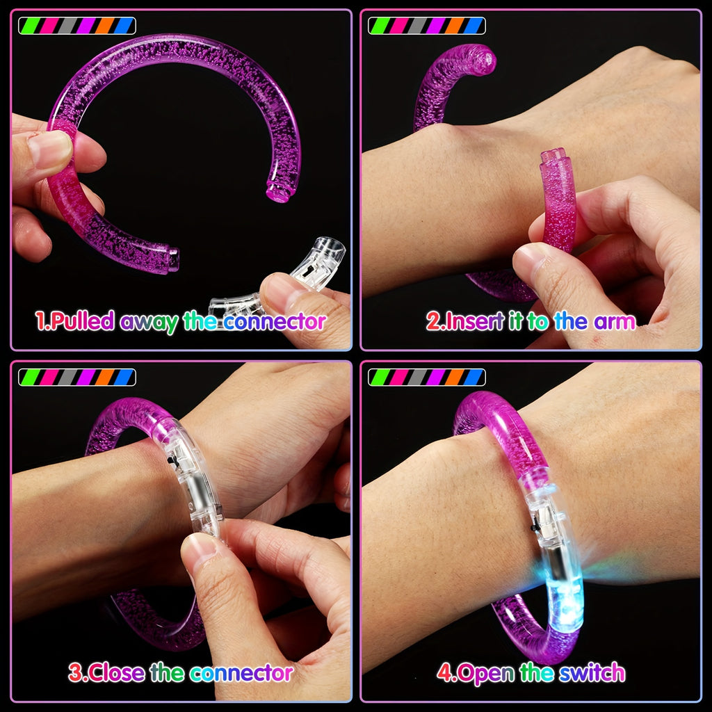 100-Piece Glow Sticks Bracelets Set – 6-Color Flashing LED Neon Glow in the Dark Bracelets for Rave, Concert, Birthday & Carnival Party Favors