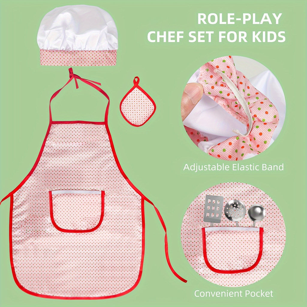 Kids Kitchen Toy Set 37-Piece, Stainless Steel Play Pots & Pans with Apron Chef Hat & Play Food, Pretend Cooking Playset, Birthday Gift for Boys Girls Toddlers