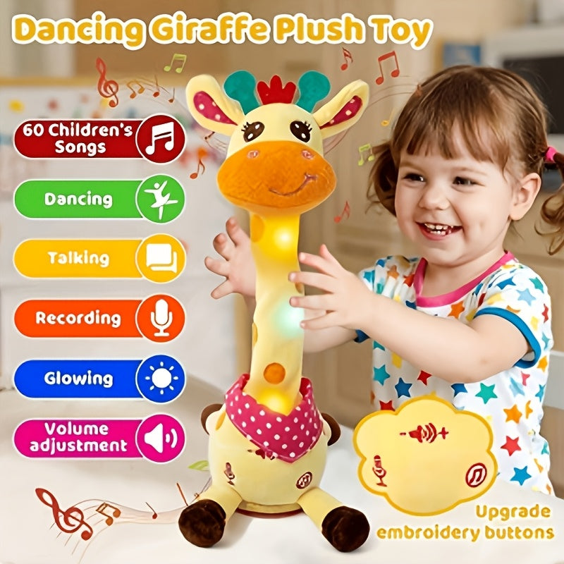 Dancing Talking Giraffe Toy for Baby Toddler 60 Songs Glowing Musical Stuffed Animal Repeats What You Say Interactive Gift for Boys Girls Ages 0 Months+
