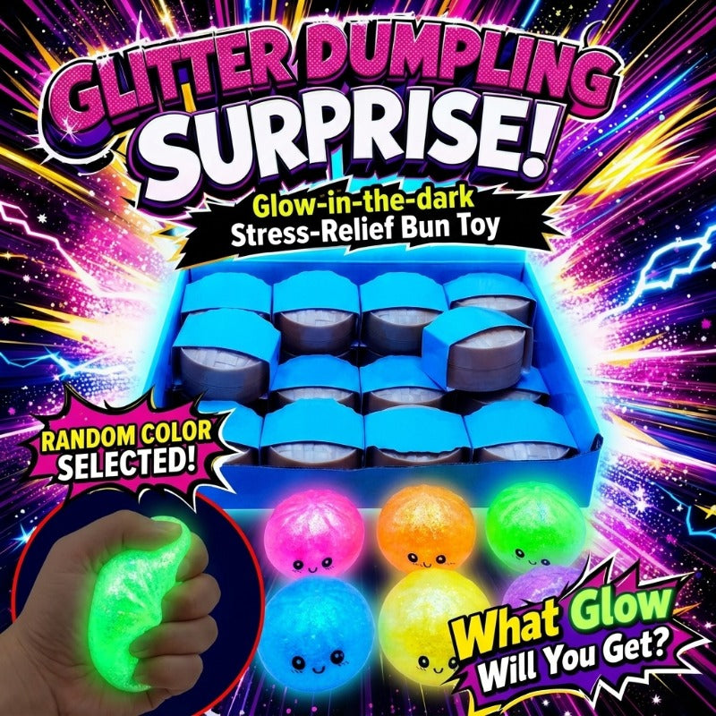 Glow in the Dark Squishy Toy Set 12pcs – Slow Rise Steamed Bun Potsticker Sensory Squeeze Toys Halloween Party Favor for Kids Random Color Kawaii Food