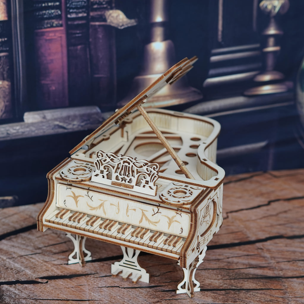 3D Wooden Piano Puzzle Model Kit – DIY Hand-Assembly Musical Instrument Replica, Laser-Cut Plywood Craft Kit, Unique Gift for Music Lovers, Adults & Teens