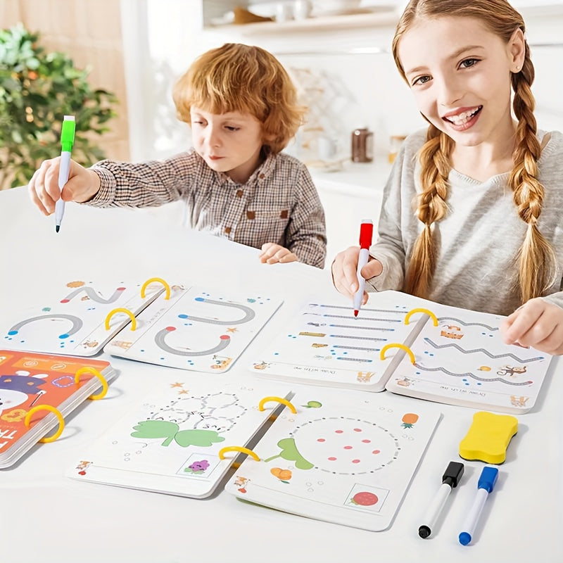 64-Page Reusable Magic Wipe Clean Exercise Book for Kids - Pen Control & Tracing Practice Book, Educational Writing Activity Book, Back to School Gift for Toddlers Preschoolers