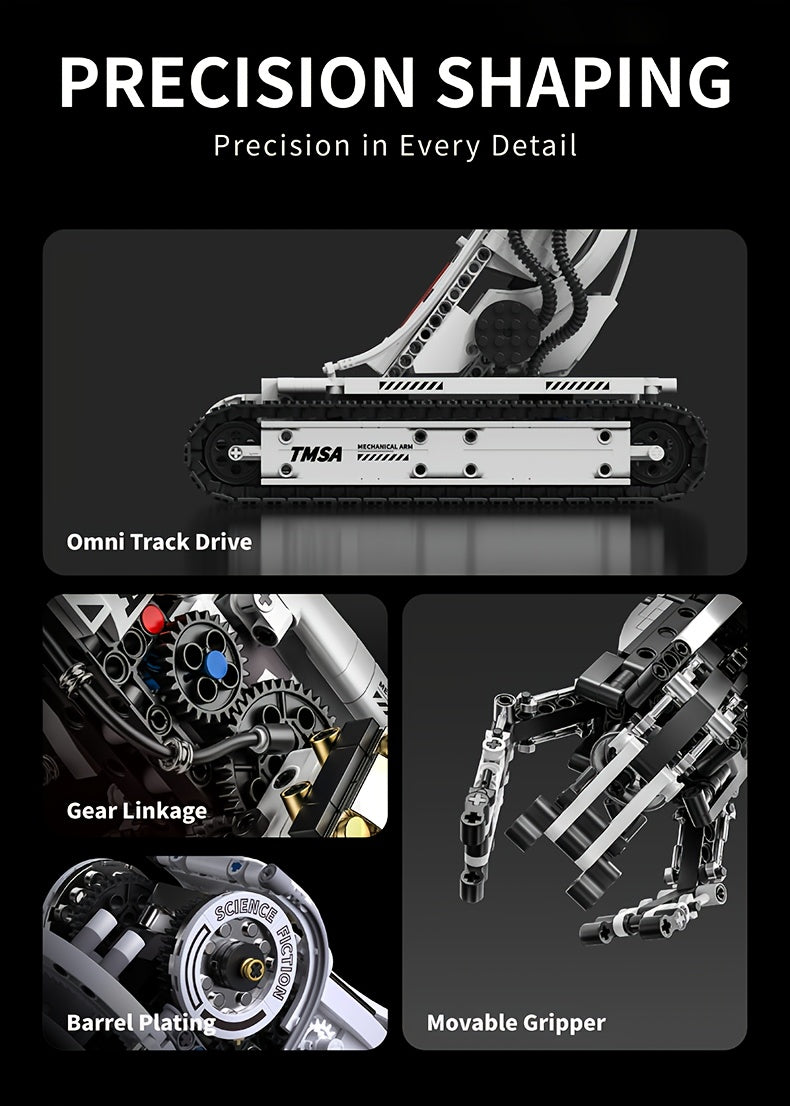 1468-Piece Robotic Arm Building Block Set Remote Control - Mechanical Tech Arm 3-Claw 8-Way Control Gear Linkage, ABS STEM Engineering Toy for Adults Teens, Unique Birthday Christmas Gift