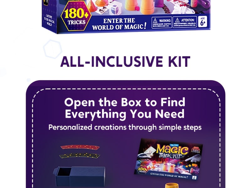 180+ Magic Tricks Kit for Kids – Beginner Magician Set with Video Lessons, Wand, Illusion Cards & Props – STEM Performance Toy – Birthday & Christmas Gift for Boys & Girls Ages 6+