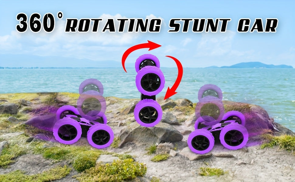 RC Stunt Car Double Sided 360 Flip 4WD Remote Control Car 2.4GHz LED Headlights 1400mAh Rechargeable Battery All Terrain Kids Boys Ages 6+ Birthday Christmas Gift