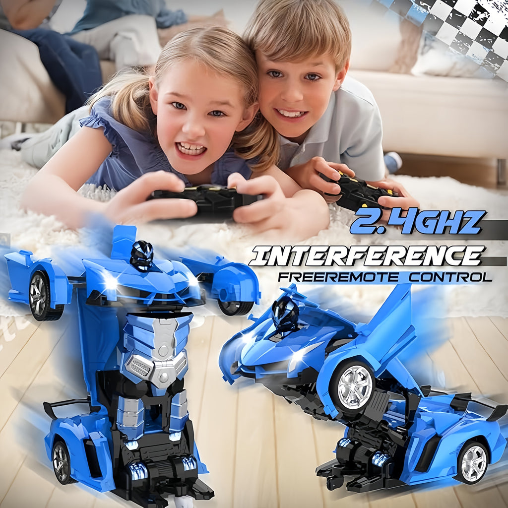 Transform RC Car Robot Toy 1:18 Scale One-Button Transformation LED Headlights 360-Degree Drift – Kids Gift for Christmas Birthday Easter Boys Girls
