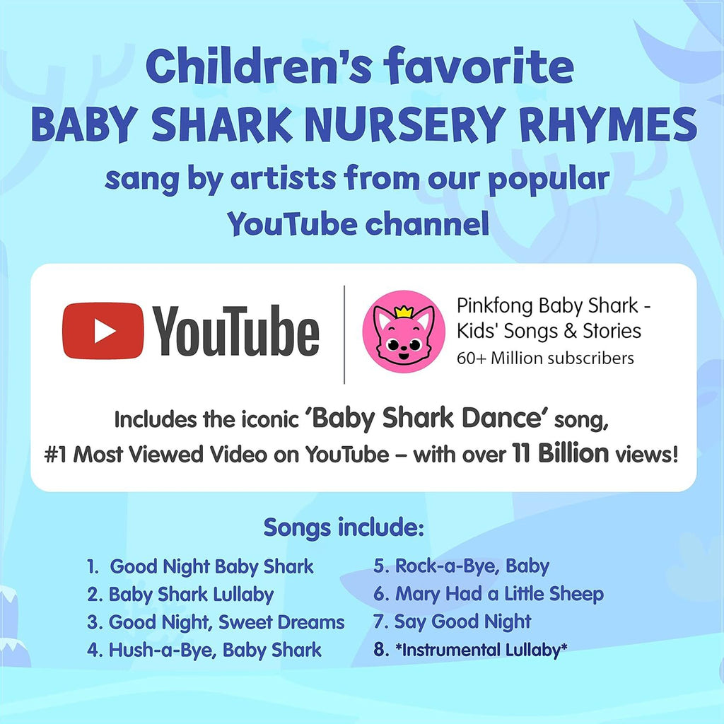 Baby Shark Bedtime Songs Sound Book – Official Pinkfong Interactive Toy Book with 10 Buttons & 8 Sing-Along Lullabies, Early Learning Gift for Babies & Toddlers Ages 0+