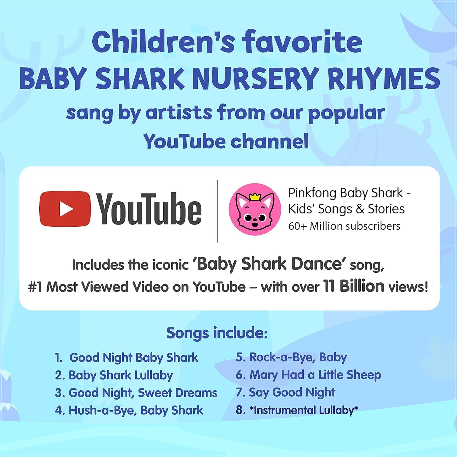 Baby Shark Bedtime Songs Sound Book – Official Pinkfong Interactive Toy Book with 10 Buttons & 8 Sing-Along Lullabies, Early Learning Gift for Babies & Toddlers Ages 0+