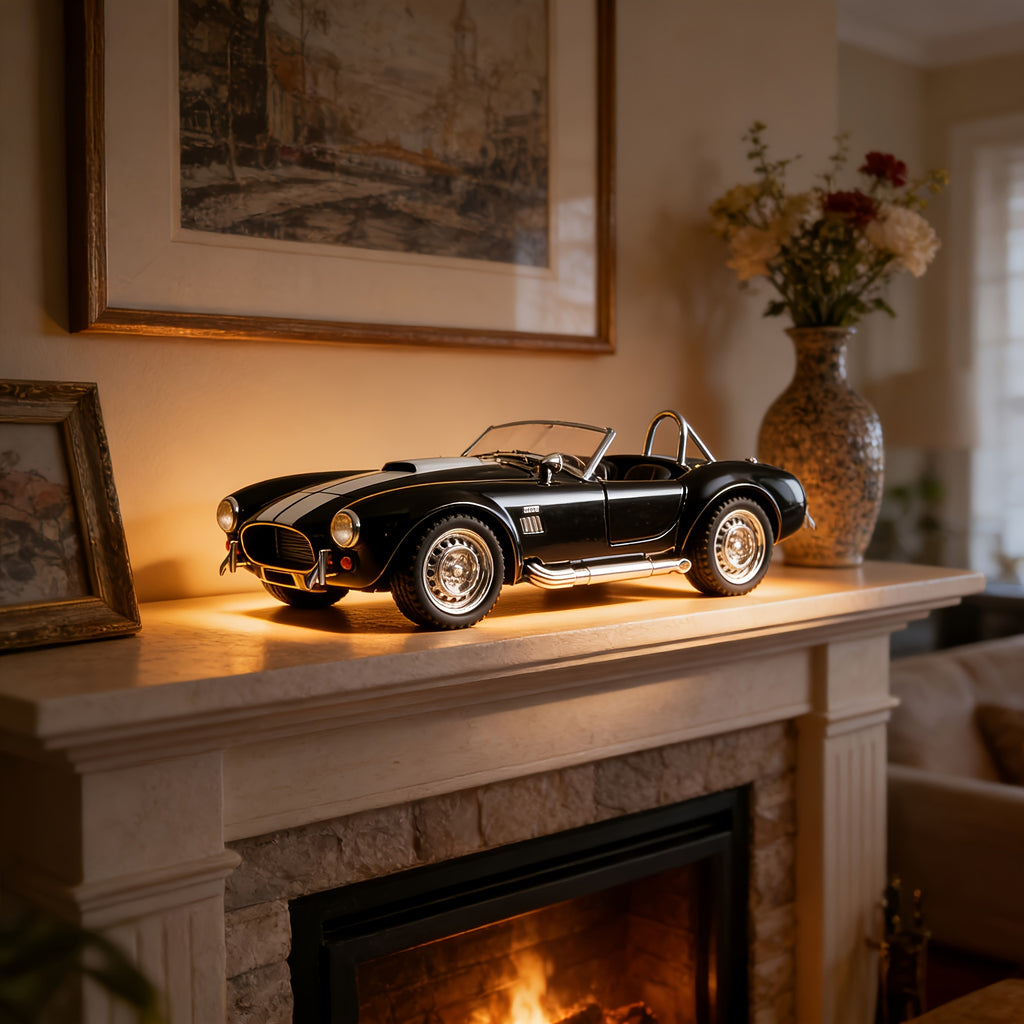 1:22 Scale Shelby Cobra Vintage Die-Cast Model Car Zinc Alloy Openable Doors Static Display Collectible Gift for Car Enthusiasts Home Office Desk Decor