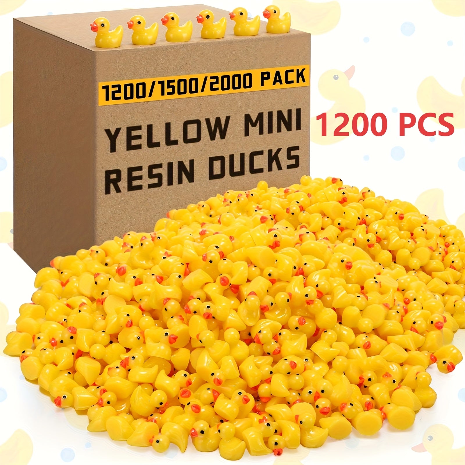 Mini Resin Ducks Bulk 1200 Pcs – Tiny Yellow Duck Figures for Hide & Seek Pranks, Cruise Duck, Party Favors, Halloween Gift, Dollhouse & Garden Miniature Decor