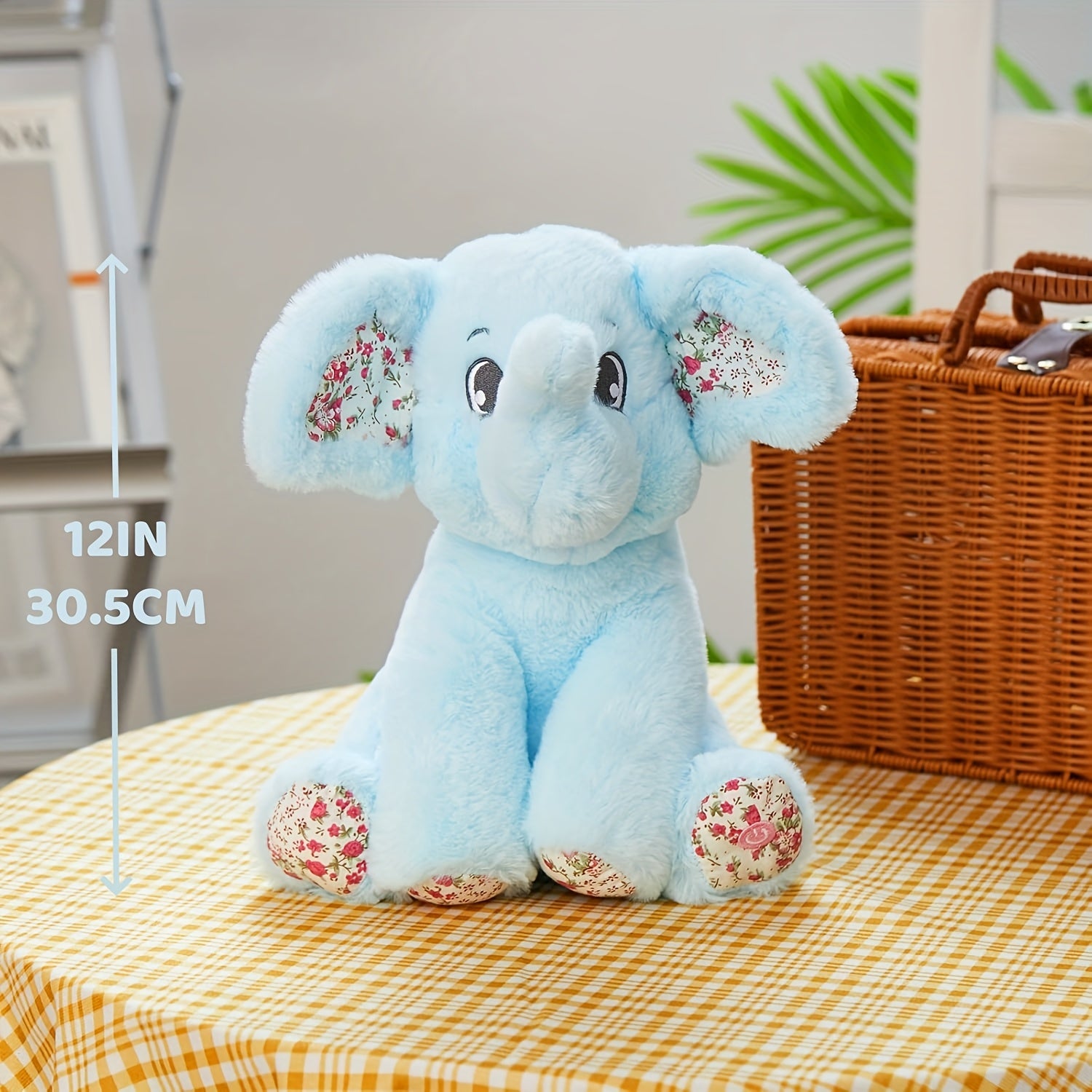 Musical Glowing Elephant Plush Toy with LED Light & Lullabies, Soft Stuffed Animal Nightlight Companion for Baby Toddler, Birthday Easter Gift for Kids